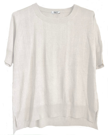 Cashmere Silk crew short sleeve sweater off white