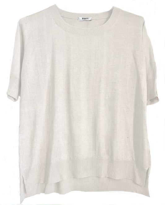 Cashmere Silk crew short sleeve sweater off white