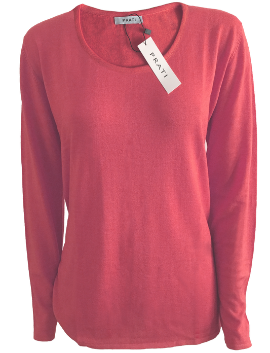 Cashmere Silk crew neck sweater t shirt coral