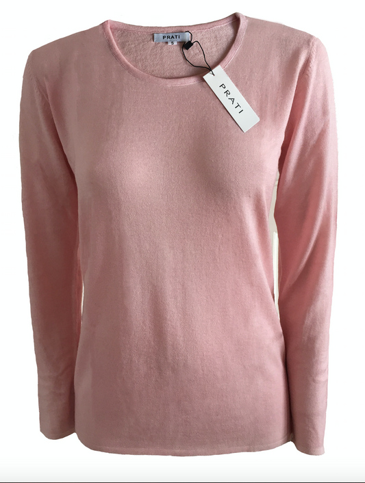 Cashmere Silk crew neck sweater t shirt rose